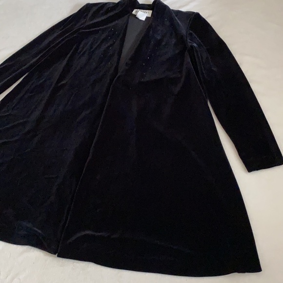 {VTG} J.R. Nites by Caliendo | Long Velvet Velour Open Front Cardigan Jacket (S) - Picture 1 of 16